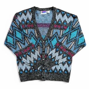 Vintage Oversized Knit Geometrical Aztec Cardigan